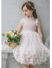 Chic Ivory Floral Lace Tulle Flower Girl Dress